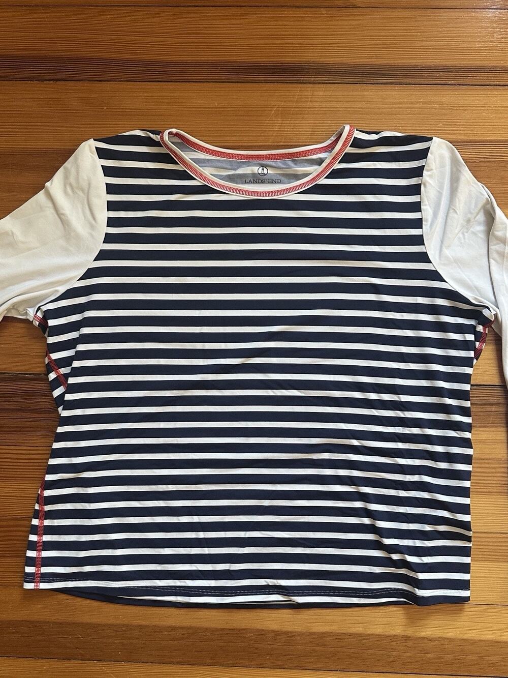 Lands End Long Sleeved Striped Swim Shirt Women’s Large
